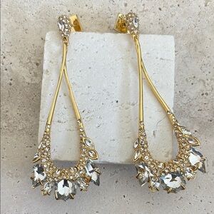 ALEXIS BITTAR Elegant Gold and Silver Crystal Drop Earrings